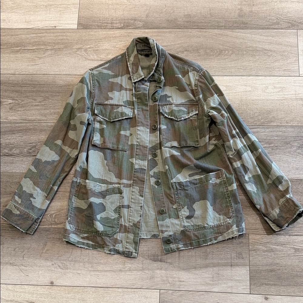 Topshop Women's Camouflage Field Jacket in Green & Brown